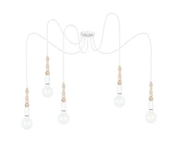 Hängelampen|Bürolampen*Belis Große Spider Pendelleuchte Holz Metall E27 5-flmg Weiß