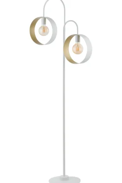 Sigma Große Stehlampe Metall 164 cm Weiß Gold Ringe dekorativ< Moderne Lampen|Designerlampen