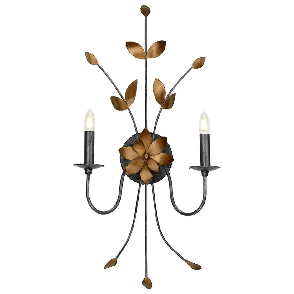 Elstead Große Wandlampe YULSHA 91cm hoch Floral Rustikal< Wandleuchten|Florale Lampen