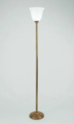 Berliner Messingleuchten Großer Deckenfluter Glas Berliner Messing E27 181 cm< Wohnzimmerlampen|Metall Lampen