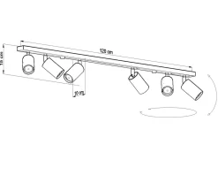 Sollux Großer Deckenstrahler ETNA 120 cm lang Metall 6x< Wohnzimmerlampen|Moderne Lampen