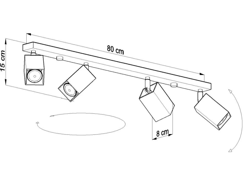 Wohnzimmerlampen|Moderne Lampen*Sollux Großer Deckenstrahler Weiß 80 cm lang Metall FALERIA