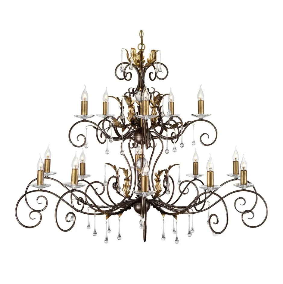 Designerlampen|Kristalllampen*Elstead Großer Lüster Metall in Bronze Gold Ø125cm GOTICA