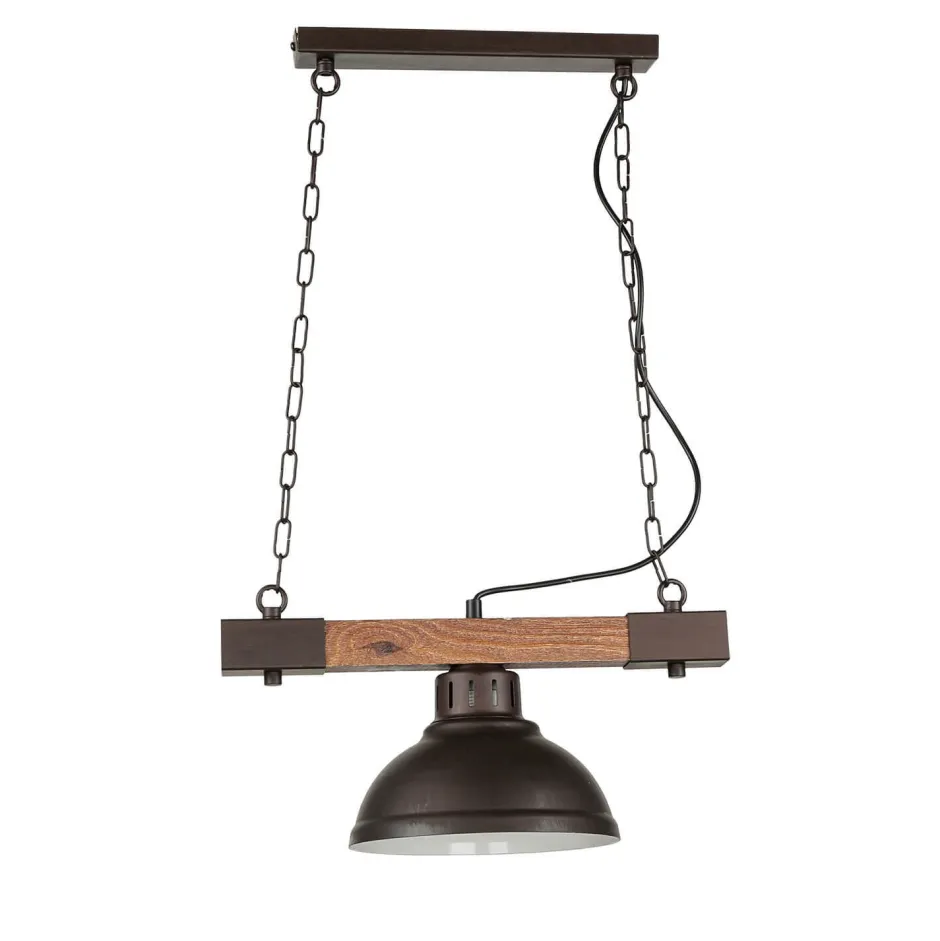 Hängelampen|Esszimmer Lampen*Luminex HAKON Lampe hängend Echt Holz Braun Metall Vintage