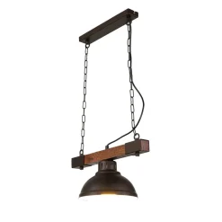 Hängelampen|Esszimmer Lampen*Luminex HAKON Lampe hängend Echt Holz Braun Metall Vintage