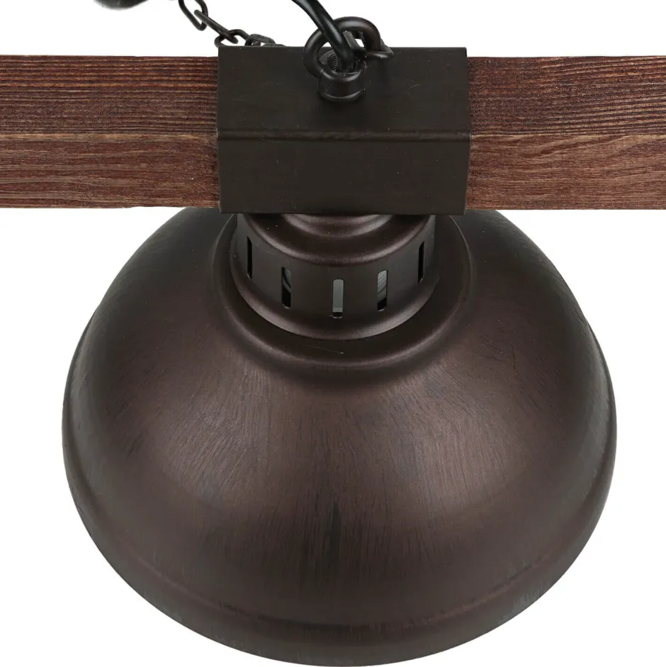 Hängelampen|Esszimmer Lampen*Luminex HAKON Lampe hängend Echt Holz Braun Metall Vintage