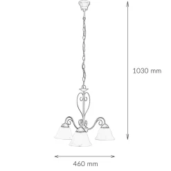 Hängelampen|Esszimmer Lampen*Easylight Höhenverstellbare Hängeleuchte mit Glasschirm rustikal in Weiß