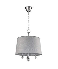 Moderne Lampen|Stofflampen*Jupiter Hängelampe AELUA Grau Chrom Ø40cm Esstisch Lampe