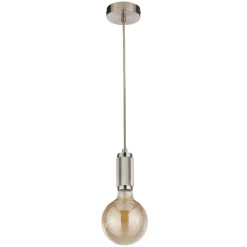 Wohnzimmerlampen|Esszimmer Lampen*Searchlight Hängelampe Aluminium in Silber E27 Ø10 cm Vintage