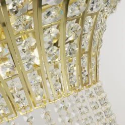 Hängelampen|Wohnzimmerlampen*Searchlight Hängelampe Art Déco Ø 60 cm Kristall Metall 8x G9 in Messing