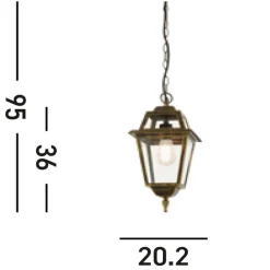 Metall Lampen|Vintage Lampen*Searchlight Hängelampe Außen Aluminium Glas B:20,2 cm E27 Vintage