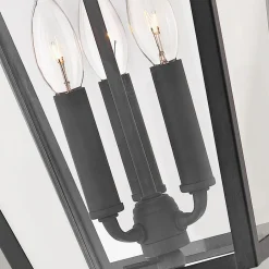 Vintage Lampen|Industrie Lampen*Elstead Hängelampe außen Schwarz 30,5 cm breit IP44 E14 Alu Glas