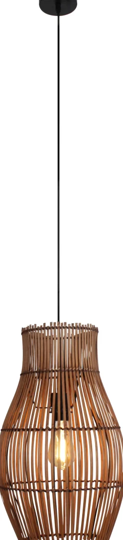 Eco-Light Hängelampe Bambus Natur Schwarz rund Ø30 cm E27 Modern< Wohnzimmerlampen|Metall Lampen