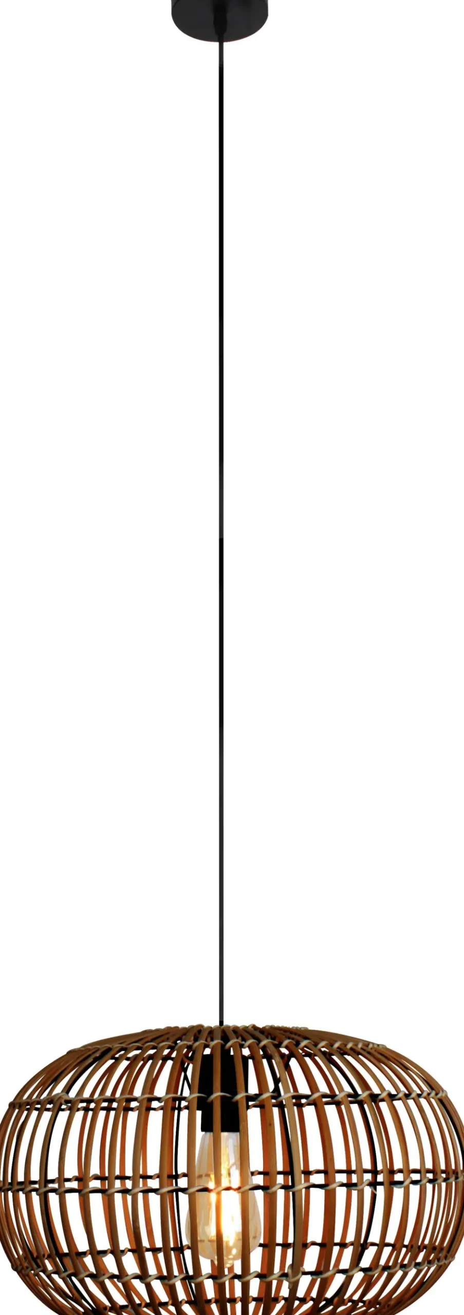 Eco-Light Hängelampe Bambus Natur Schwarz rund Ø40 cm E27 Modern< Wohnzimmerlampen|Metall Lampen