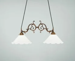 Berliner Messingleuchten Hängelampe Berliner Messing Glas E27 77 cm 2-flammig< Hängelampen|Bürolampen