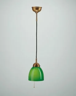 Berliner Messingleuchten Hängelampe Berliner Messing Glas Grün Schalter Ø15 cm< Hängelampen|Bürolampen
