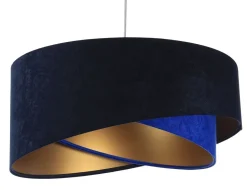 Bürolampen|Schlafzimmer Lampen*BPS Koncept Hängelampe Blau Gold E27 Ø 50 cm Stoff Schirm Veloursoptik