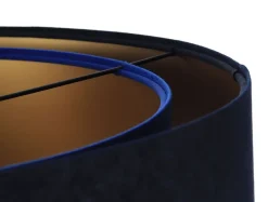 Bürolampen|Schlafzimmer Lampen*BPS Koncept Hängelampe Blau Gold E27 Ø 50 cm Stoff Schirm Veloursoptik