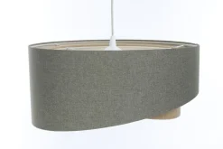 Hängelampen|Bürolampen*BPS Koncept Hängelampe Boho Grün Beige E27 rund Ø 45 cm Stoff Modern