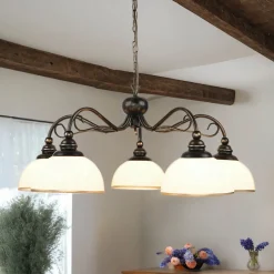Hängelampen|Esszimmer Lampen*Jupiter Hängelampe Braun antik Jugendstil Esstisch 5xE27
