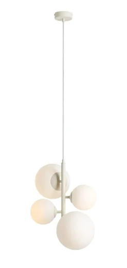 Hängelampen|Bürolampen*ALDEX Hängelampe Creme Weiß Metall Glas Kugeln 4-flmg E14 E27