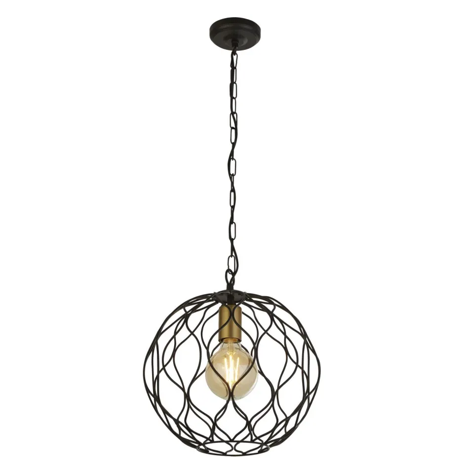 Searchlight Hängelampe E27 Ø 31,5 cm in Schwarz Gold Metall HOWARD< Hängelampen|Esszimmer Lampen