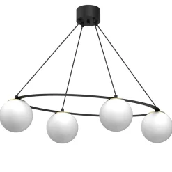 Hängelampen|Bürolampen*Luminex Hängelampe E27 blendarm in Schwarz Weiß Gold 4-flammig