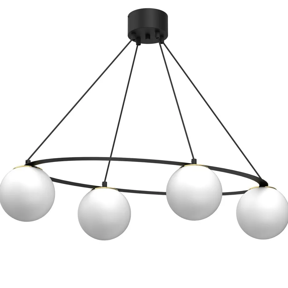 Hängelampen|Bürolampen*Luminex Hängelampe E27 blendarm in Schwarz Weiß Gold 4-flammig