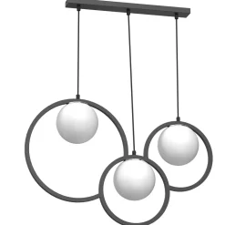 Luminex Hängelampe E27 Glaskugeln Metall Schwarz Weiß Chrom< Hängelampen|Bürolampen