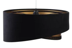 Bürolampen|Schlafzimmer Lampen*BPS Koncept Hängelampe E27 rund Ø 50 cm Schwarz Gold Stoff Spitze Modern
