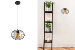 Belis Hängelampe E27 rund Ø25 cm Schwarz Honig blendarm Retro< Hängelampen|Wohnzimmerlampen