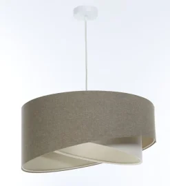 Bürolampen|Schlafzimmer Lampen*BPS Koncept Hängelampe E27 rund D: 40 cm Braun Creme Stoff Boho