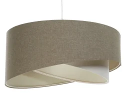 Bürolampen|Schlafzimmer Lampen*BPS Koncept Hängelampe E27 rund D: 40 cm Braun Creme Stoff Boho
