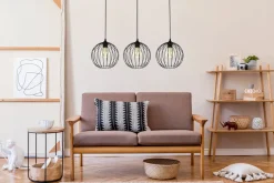 Belis Hängelampe E27 Schwarz Metall 3-flammig L:70 cm Draht< Hängelampen|Bürolampen