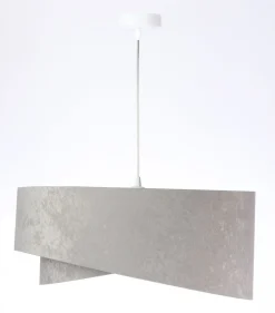 Hängelampen|Bürolampen*BPS Koncept Hängelampe E27 Stoff rund Ø 50 cm Grau Gold Silber