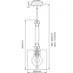 Hängelampen|Bürolampen*Elstead Hängelampe eckig 26 cm breit H: max. 151,3 cm E27