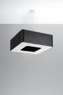 Sollux Hängelampe eckig B: 60 cm Schwarz blendarm Stoff 8x E27< Hängelampen|Esszimmer Lampen