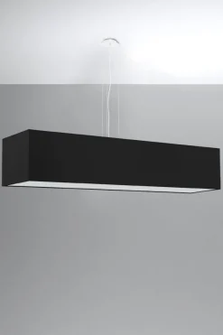 Sollux Hängelampe eckig Stoff Glas Schwarz verstellbar 5x E27< Moderne Lampen|Stofflampen