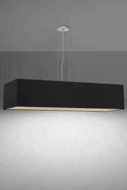Sollux Hängelampe eckig Stoff Glas Schwarz verstellbar 5x E27< Moderne Lampen|Stofflampen