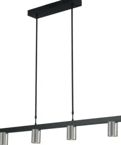 Masterlight Hängelampe ELSIE Metall 100 cm breit Schwarz Nickel< Hängelampen|Wohnzimmerlampen