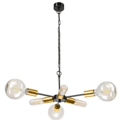 Hängelampen|Esszimmer Lampen*Lamkur Hängelampe Esstisch Metall in Schwarz Gold Retro