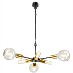 Hängelampen|Esszimmer Lampen*Lamkur Hängelampe Esstisch Metall in Schwarz Gold Retro