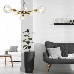 Hängelampen|Esszimmer Lampen*Lamkur Hängelampe Esstisch Metall in Schwarz Gold Retro