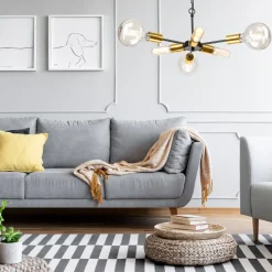 Hängelampen|Esszimmer Lampen*Lamkur Hängelampe Esstisch Metall in Schwarz Gold Retro