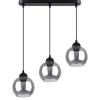 Kugellampen|Moderne Lampen*Sollux Hängelampe Esstisch Modern Schwarz 3-flammig Rauchglas