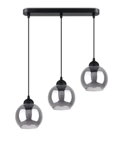 Kugellampen|Moderne Lampen*Sollux Hängelampe Esstisch Modern Schwarz 3-flammig Rauchglas