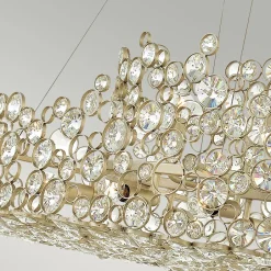 Elstead Hängelampe Esstisch oval Kristall Metall in Blattsilber< Hängelampen|Wohnzimmerlampen