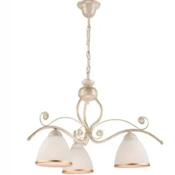 Hängelampen|Esszimmer Lampen*Lamkur Hängelampe Esstisch Shabby Weiß Metall 3-flammig