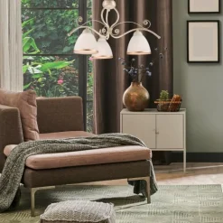 Hängelampen|Esszimmer Lampen*Lamkur Hängelampe Esstisch Shabby Weiß Metall 3-flammig