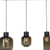 Glaslampen|Wohnzimmerlampen*Masterlight Hängelampe 3-flammig 100 cm breit Rauchglas Metall